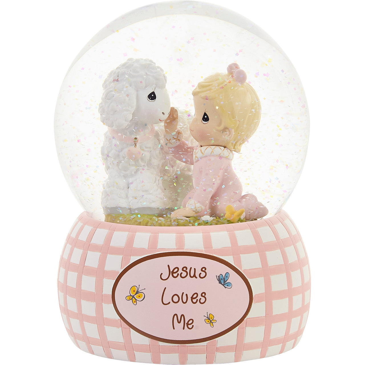 Jesus Loves Me Baby Girl Snow Globe