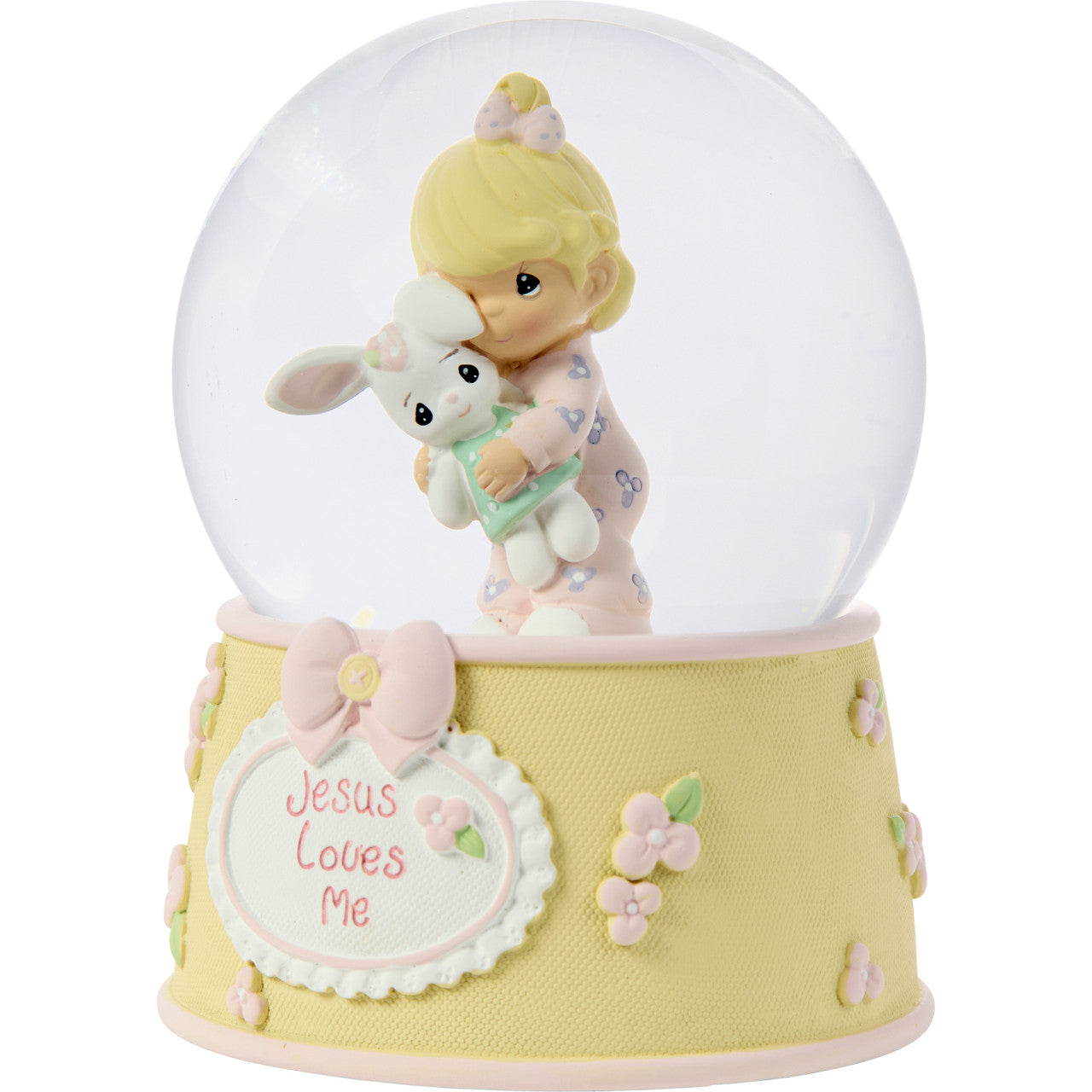 Jesus Loves Me Baby Girl With Bunny Snow Globe - Image 3