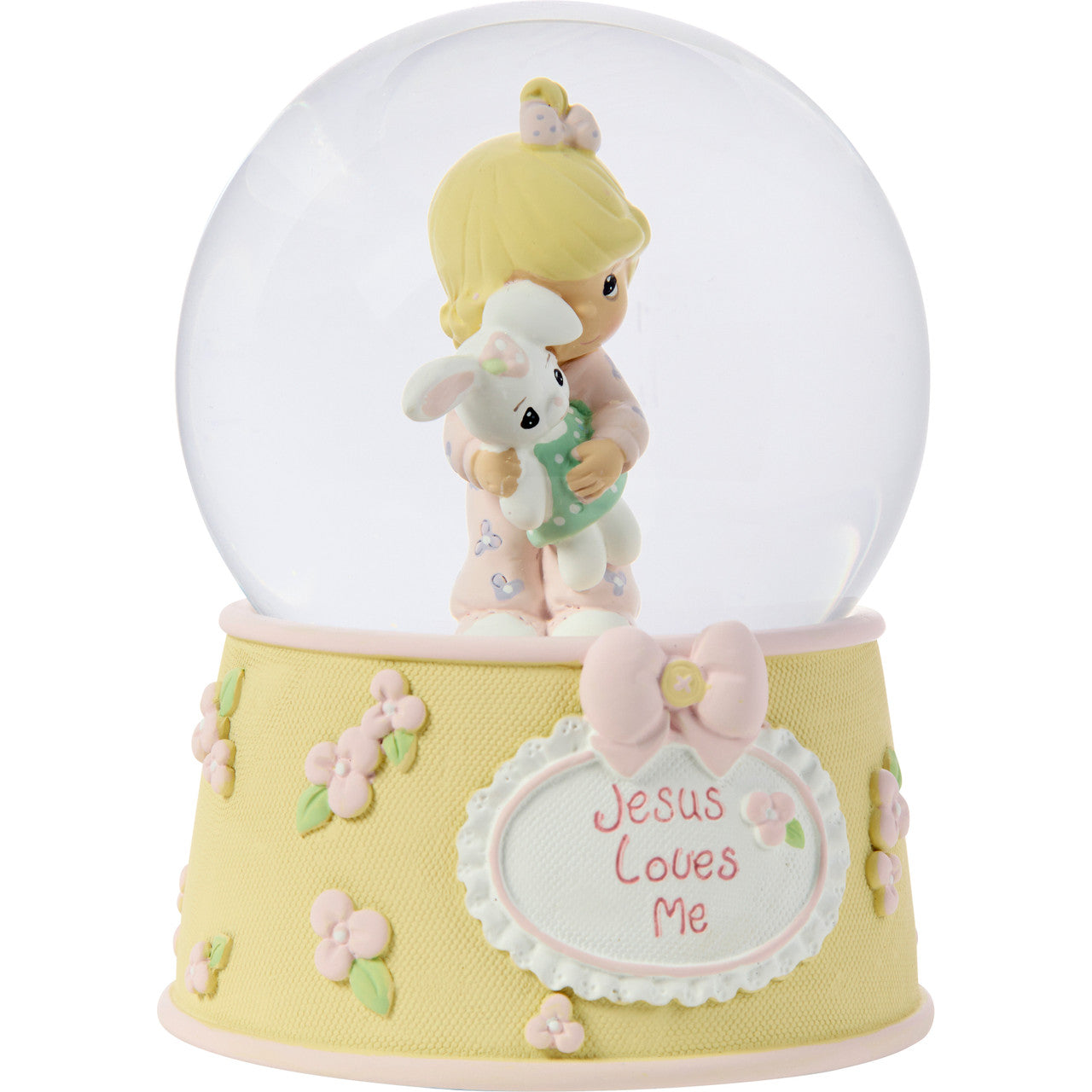 Jesus Loves Me Baby Girl With Bunny Snow Globe - Image 4