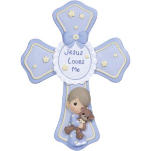 Jesus Loves Me Cross With Stand. Boy