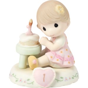 Growing In Grace. Age 1. Brunette Girl Figurine