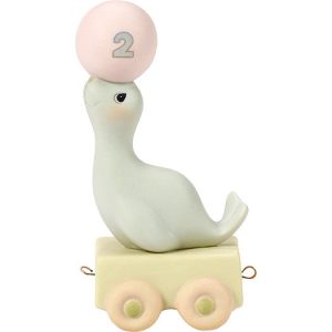 Birthday Train. Age 2. God Bless You On Your Birthday. Bisque Porcelain Figurine