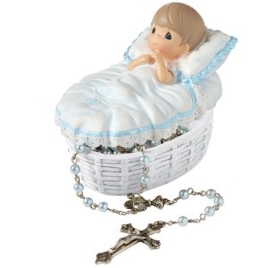Baptized In His Name. Box With Rosary. For Boy