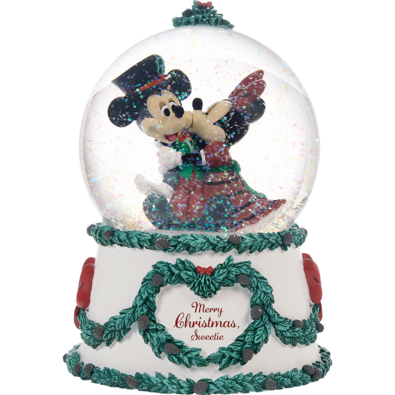Merry Christmas. Sweetie Disney Mickey Mouse and Minnie Mouse Musical Snow Globe