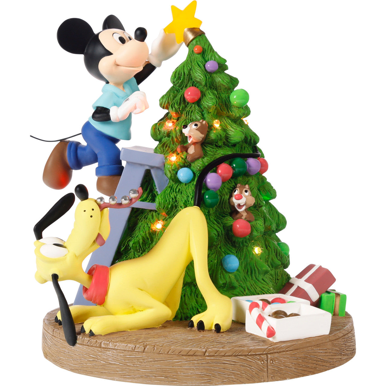Bring Home The Holiday Cheer Disney Mickey Mouse. Pluto. Chip. and Dale LED Figurine - Image 4