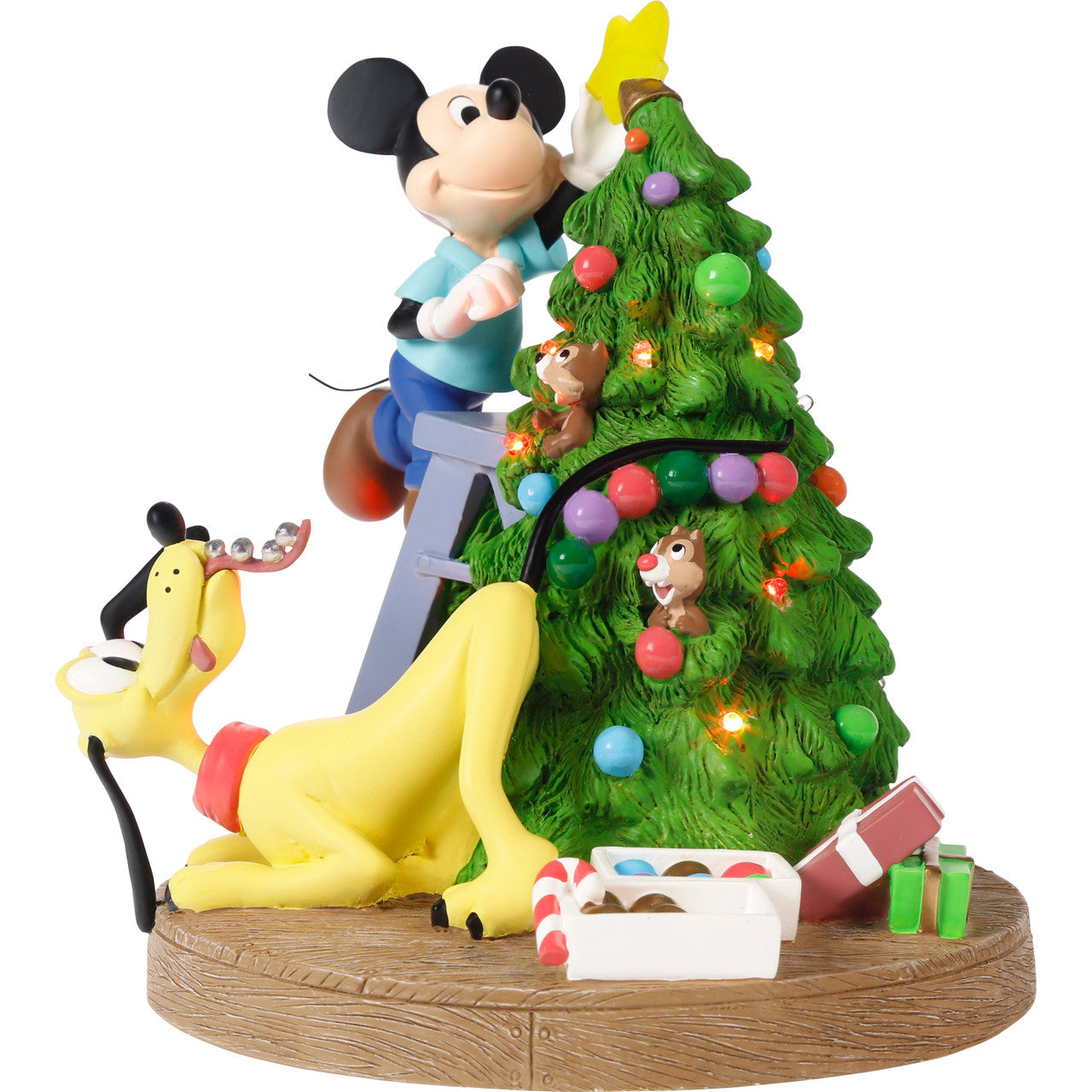 Bring Home The Holiday Cheer Disney Mickey Mouse. Pluto. Chip. and Dale LED Figurine - Image 3