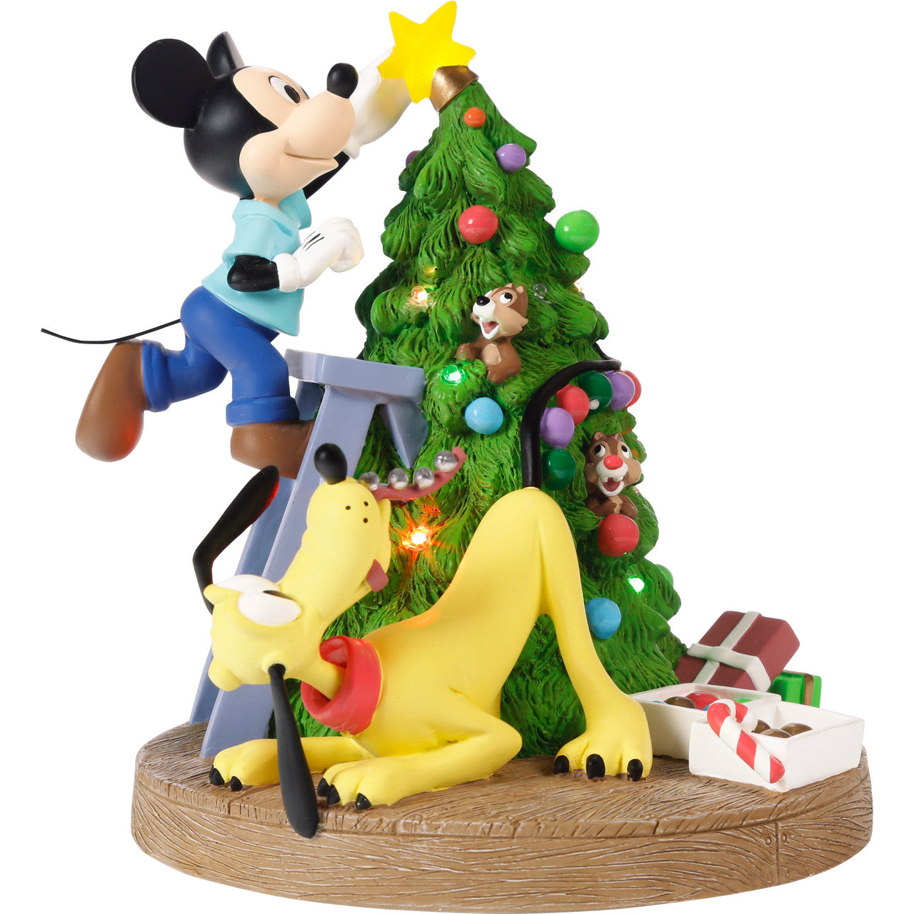 Bring Home The Holiday Cheer Disney Mickey Mouse. Pluto. Chip. and Dale LED Figurine
