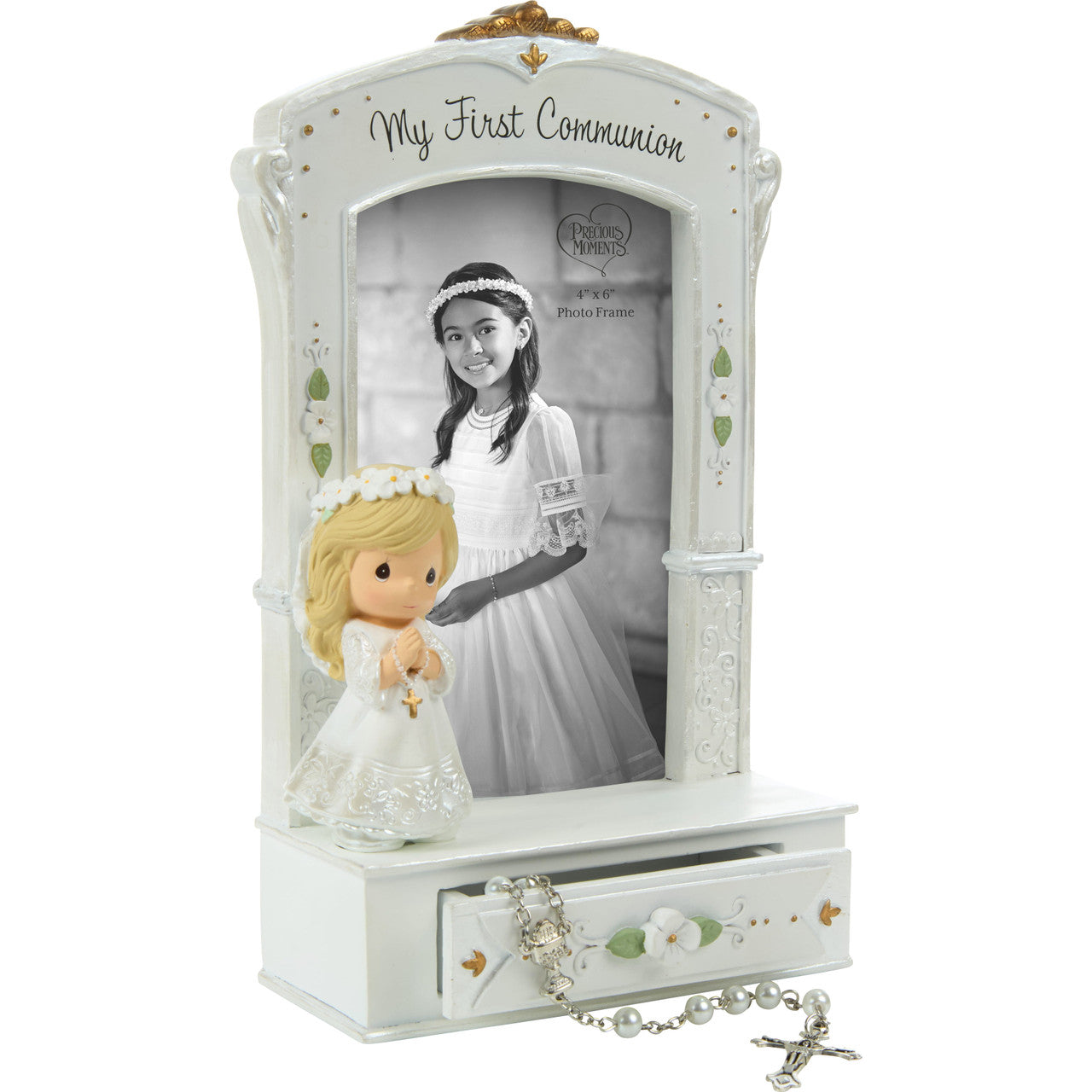 My First Communion Photo Frame With Drawer And White Rosary - Image 3